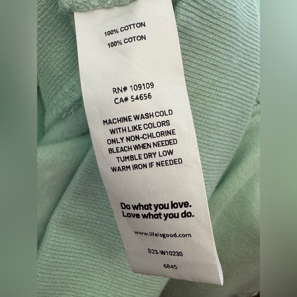 Life Is Good Mint Hoodie with Daisy 🌼 Sleeves & Pink Tag - Picture 6 of 9
